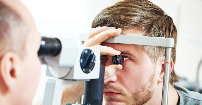 A man getting his eye examined